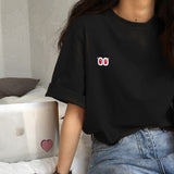 Short Sleeve T-shirts Women Summer Embroidery Loose Korean Style Simple All-match Trendy Causal Chic Girls Ins BF Tees Daily New