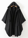 New Women Winter Black Long Coat Ladies Cotton Fashion Cardigan Jackets Women-s Harjuku Hooded Cloak Capes ponchos y capas mujer