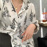 PENERAN  2023 New Spring Fashion Casual Long Sleeves Retro Slim Loose Single Breasted Fresh Blouse All-Match Print Free Shirts