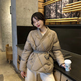 PENERAN  2021 New Design Women Winter Solid Sashes Coat Female Thick High Quality Students Outwear Sweet Women Jacket Plus Size