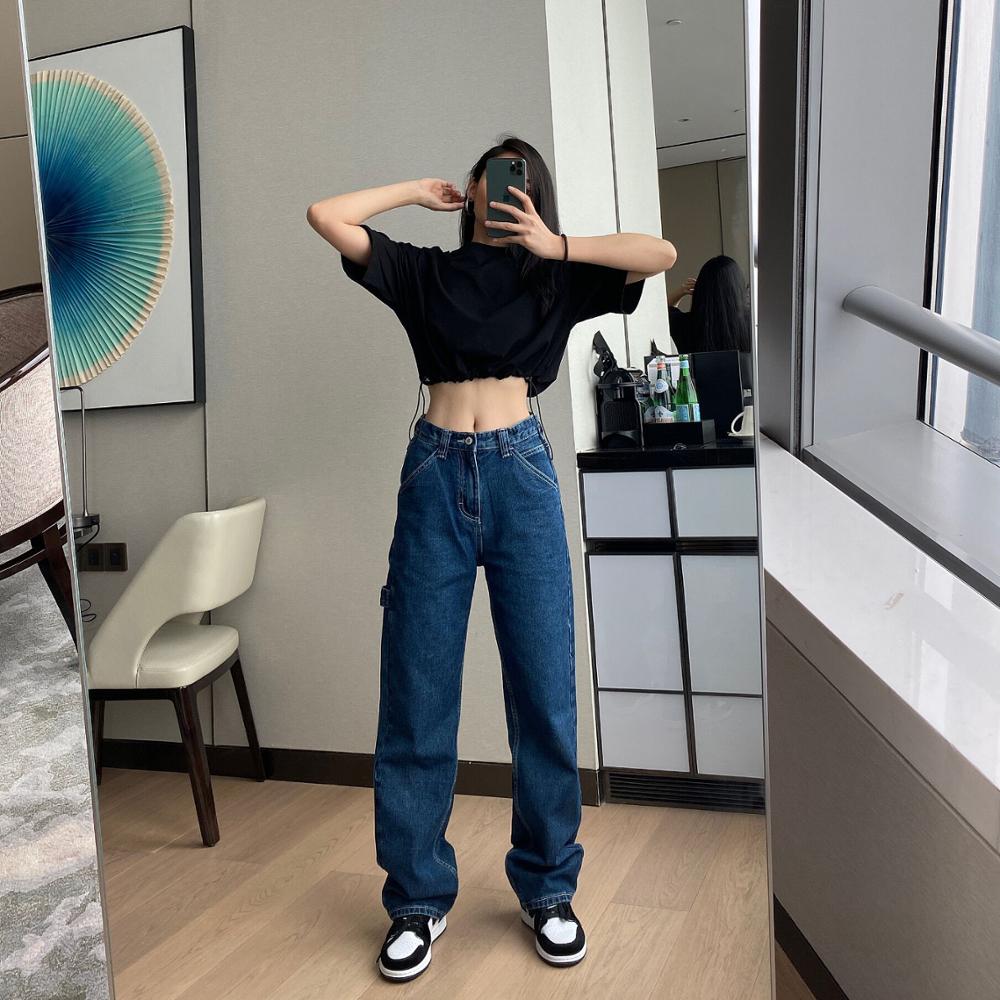 Christmas Gift Cheeky Straight Jeans for Women High Waist Loose Non Stretch Denim With Slim Relaxed Fit Vintage Inspired Feel Pants