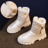 Christmas Gift Rimocy Winter 2021 Waterproof Snow Boots Women Thick Plush Platform Ankle Boots Woman Thick Bottom Warm Cotton Padded Shoes
