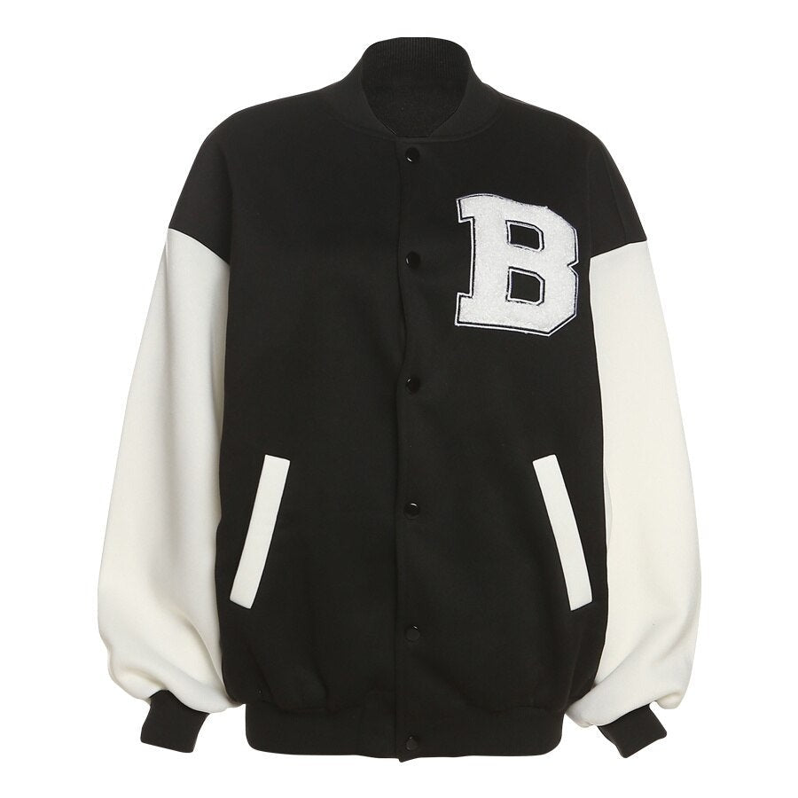 Christmas Gift  Fashion Street Style Stitching Design Jacket Baseball Uniform Single-Breasted Letter Embroidery Coat For Women Wear Out