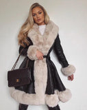 5Xl Plus Size Warm Women's Coat Faux Fur Mid-Length Coat Fashion New Women Jacket Lotus Leaf Swing Overcoat Winter