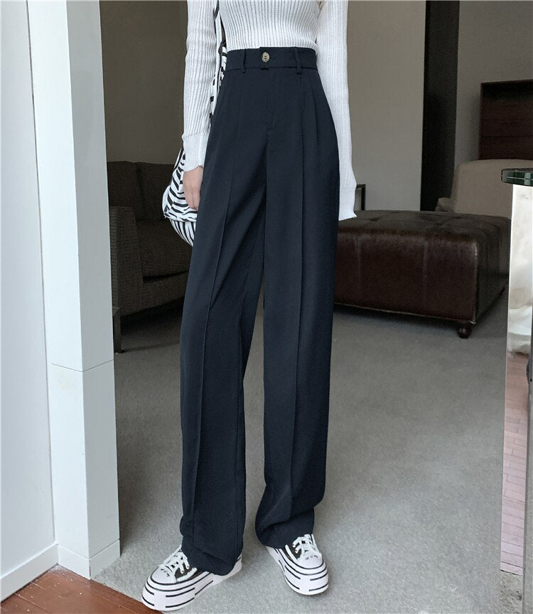 Women Wide Leg  Female Pants 2022 Spring Summer Fashion Office Lady Trousers Long Pants Casual Bottoms All Match