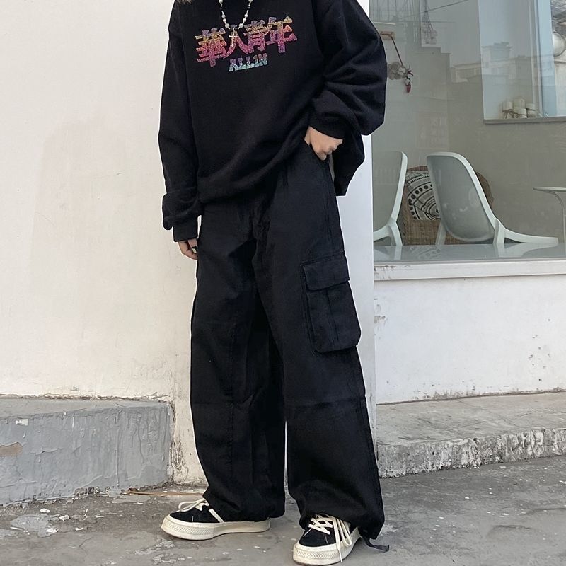 Peneran Harajuku Streetwear Black Cargo Pants Women Hip Hop Khaki Oversize Patchwork Wide Leg Trousers For Female Spring Autumn