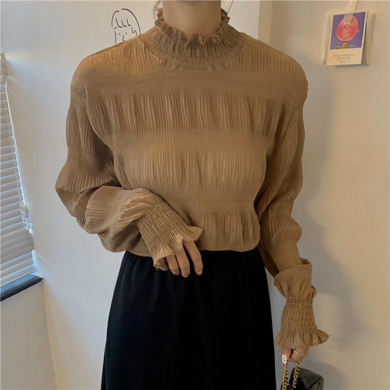 Christmas Gift Blouses Women Pure Turtleneck All-match Stylish Casual Artistic Newest Korean Style Mujer Popular Clothes College Spring Classy