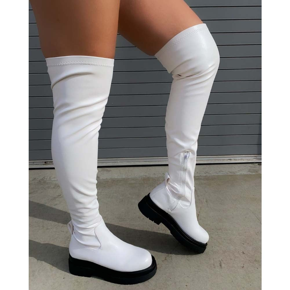 Brand New Ladies Skidproof Chunky Heels Boots Fashion Platform Spring Thigh High Boots Women 2022 Stylish Leisure Shoes Woman