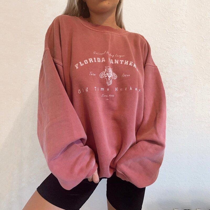 Christmas Gift Autumn Women Hoodies Sweatshirt Casual Loose Letter Print Long Sleeve Leisure Oversized Female Pullover Tops Streetwear Clothes