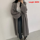 PENERAN Cardigan For Women Casual Long Sleeve Loose Knitted Sweater Coat Korean Fashion Oversized Cardigan Tops Solid Vintage Clothing