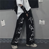 Anime Print Sweatpants Women Vintage Streetwear Oversize Wide Leg Pants Jogging Casual Trousers Female Mall Goth