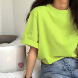 Peneran Short Sleeve T-shirts Women Summer Embroidery Loose Korean Style Simple All-match Trendy Causal Chic Girls Ins BF Tees Daily New