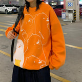 Women's Sweatshirt Spring 2021 Kpop Loose Long-Sleeved Coat Student Cartoon Print Top Harajuku Style Female Jacket Bluza Damska