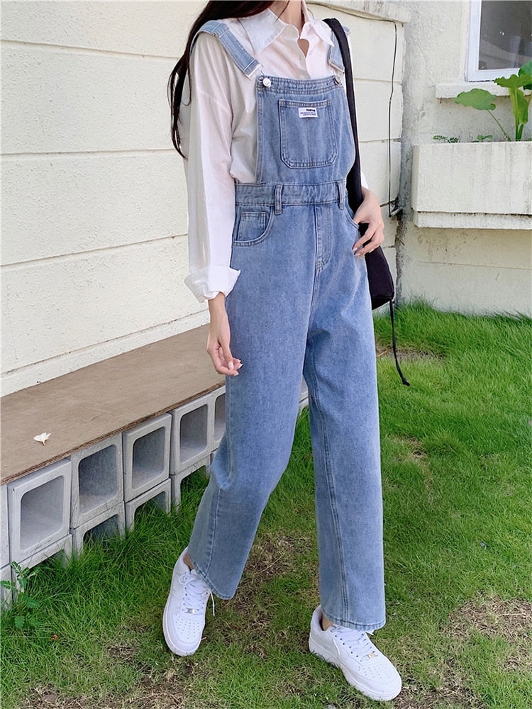 back to school Jeans autumn and winter clothes large size fat mm fashionable design sense overalls high waist loose overalls S-5xl200jin