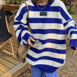 Christmas Gift Women Sweater Stripe Autumn Winter Korean Loose Pullover Tops Harajuku Casual Warm Knit Sweater Street Jumper Female clothes