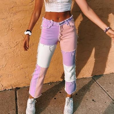 Christmas Gift Jeans For Women Patchwork High Waist Denim Jeans Vintage Straight Pants Long Loose Wide Leg Women Jeans Streetwear Jeans Mujer1111