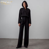 Christmas Gift  Fashion Straight Pants Set Woman 2 Pieces Casual High Waist Trousers Suits Elegant Shirt Two Piece Pants Set Female