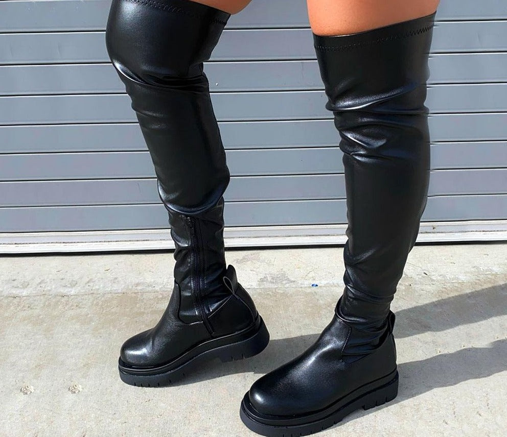 Brand New Female Platform Thigh High Boots Fashion Slim Chunky Heels Over The Knee Boots Women Party Shoes Woman