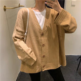PENERAN Christmas Gift Sweater Women Autumn V-neck Single Breasted Solid Cardigan Spring Korean New Leisure Female Outwear Sweaters Knit All-match Ins