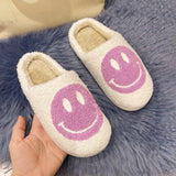Peneran New Smiley Face Slippers Women House Slippers Happy Face Slippers Smiley Face Soft Plush Comfy Warm Fluffy Slippers for Men
