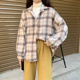 Christmas Gift Women Plaid Warm Shirt Female Jacket Checked Coat Casual Turn-Down Collar Long Sleeve Autumn Blouse Fashion Loose Outwear Tops