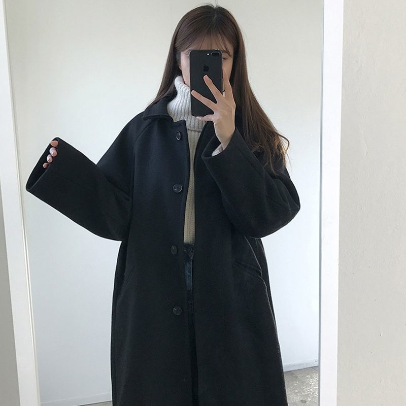woolen coat for female thick winter new  students Korean short plus velvet  mid-length woolen coat woman parkas