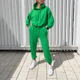 Christmas Gift Women Casual Solid Pajama Set Long Sleeve Hoodie Sweatshirts And Drawstring Pant Two Piece Sets Autumn Winter Fashion Tracksuits