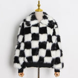 Christmas Gift  Casual Loose Plaid Colorblock Jacket Female Lapel Long Sleeve Fashion Vintage Coat For Women Autumn Style 2021 New