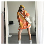 Christmas Gift Fashion Tie-dye Women Clothes Loose Long-Sleeves Streetwear Trend Female Tops O-neck Hooded Thin Personality Korean Hoodies