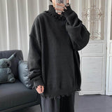 Sweaters For Men And Women, Ripped Edges, Irregular Frayed Sweaters, Couples Trend, Loose Half High Collar Autumn And Winter