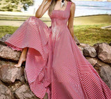 PENERAN Holiday Long Maxi Dresses Womens France Elegant Tank Dress 2023 Summer Chic A Line Robe Party Striped Sleeveless Sundress