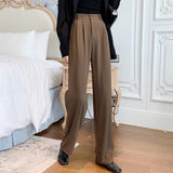 PENERAN Spring Long Pants For Women High Waist Capris Summer Fashion Elegant Casual Office Lady Straight Trousers