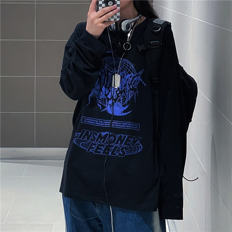 Gothic Punk Loose Women'S Summer T-Shirt Tops Fashion Harajuku Korean Hip Hop Print Streetwear Men'S And Women'S T-Shirts