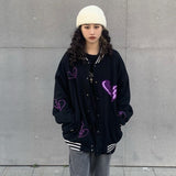Christmas Gift 2021 Harajuku Broken Heart Embroidery Jacket Women Bomber New Fashion Oversized Baseball Uniform Streetwear High Street Jacket