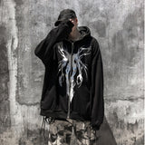 90s hip hop Harajuku Men Hip Hop Streetwear Hooded Jacket Punk Angel Dark Print Hoodies Coat Y2k Unisex Autumn Oversized Sweatshirts Outwear