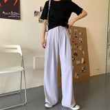 Hot Selling High Waist Wide Leg Pants Women 2022 New Suit Pants Solid Loose Summer Straight Full Length Trousers