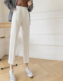 Peneran Fashion Female Pants Spring Straight Black White Khaki Trousers Suits Formal Casual S-XL New Women&#39;S Pants Harajuku
