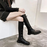 Sexy Knee-High Boots Patent Leather Boots Goth Punk Shoes Fashion Women Shoes Black Botas Zapatos Spring Autumn Female