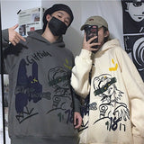 Gothic Harajuku Oversized Hoodie Autumn Streetwear Wommen Black Hip Hop Pullovers Couple Goth White Sweatshirt Fashion