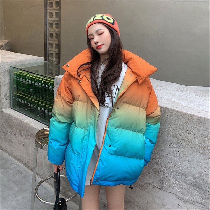 Gradient Women'S Down Jacket 2020 Winter New Style Korean Loose Ladies Winter Coat Trendy Bread Jacket