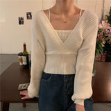 Knitted Jumper Women Warm Soft V Neck Long Sleeve Chic Sweaters 2022 Autumn Winter Vintage Pullover  Femme Sweater