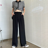 Women Pants High Waist Full Length Wide Leg Dress Pants Spring Summer Trousers Casual Streetwear *