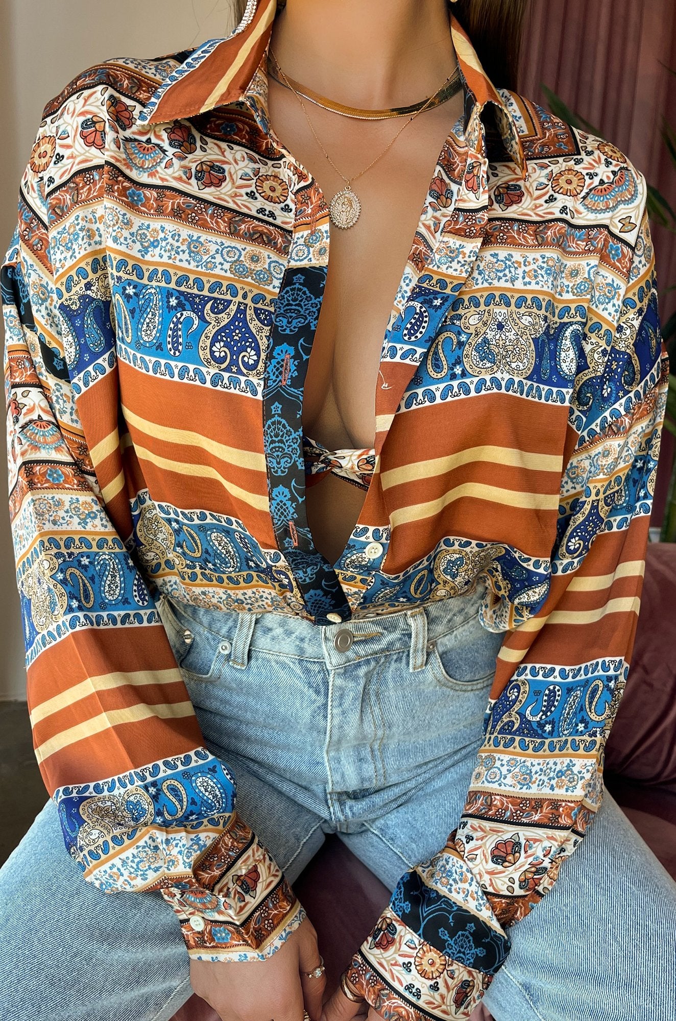 Peneran Back To School Fashion Women's Shirts Button Down Lapel  Abstract/Zebra Print Long Sleeve Loose Shirt Femme Tops  2022 Autumn New