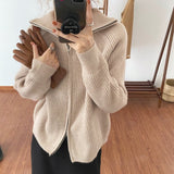 Christmas Gift OL Outwear Tops Solid Sweater Women 2020 New Autumn Winter Elegant Lapel Thick Warm Knitted Cardigan Female Sweaters