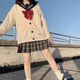 Thanksgiving Day Gifts Japanese Korean Fashion Sweater Girl Sailor School Uniform Cardigan Cosplay Suit Sweaters Anime Student College Style Cardigans