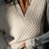 Christmas Gift  Casual Woman Beige Loose Soft V Neck Crochet Vest 2021 Spring Fashion Ladies Basic Knitwear Female Elegant Knitted Tank