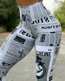 Peneran Autumn Women Newspaper Print Butt Lifting Pants 2023 Femme Anime  High Waist Skinny Trousers Sporty Lady Clothing Clothing traf