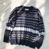 Christmas Gift Vintage Knitted Sweater Women Jumper Casual Oversized Knit Pullover Female Winter Print Long Sleeve Sweaters Harajuku Knitwear