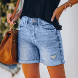 Thanksgiving Day Gifts 2022 Summer Plus Size Denim Shorts Indie Style Women Casual Loose Elastic High Waist Wide Leg Straight Short Jeans Streetwear