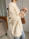 Peneran New Winter Spring Women Pullovers Sweater Oversize Knitted Lantern Sleeve  Solid Minimalist Knitwear SW7418